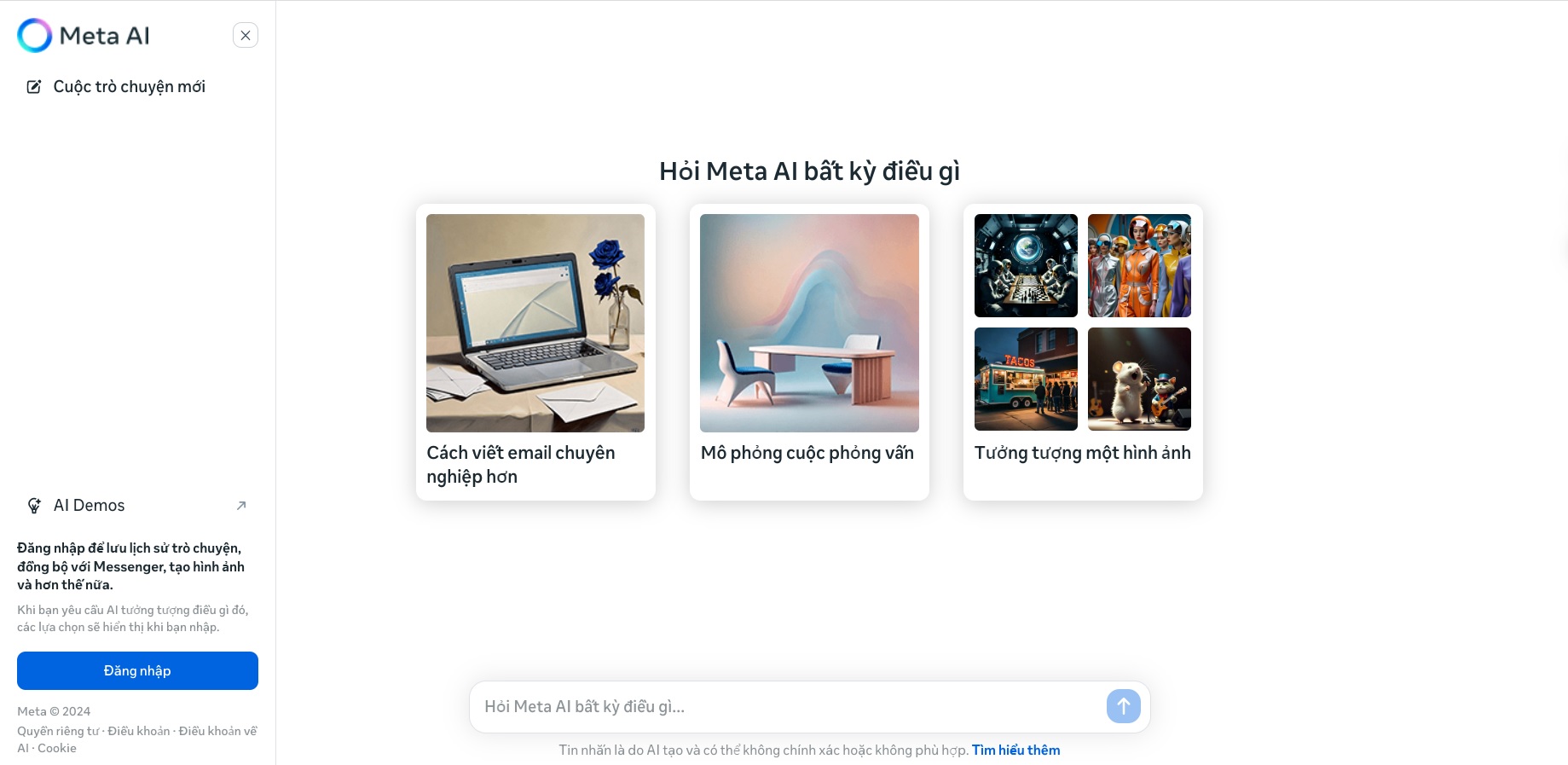 Giao diện của Meta Ai thân thiện người dùng